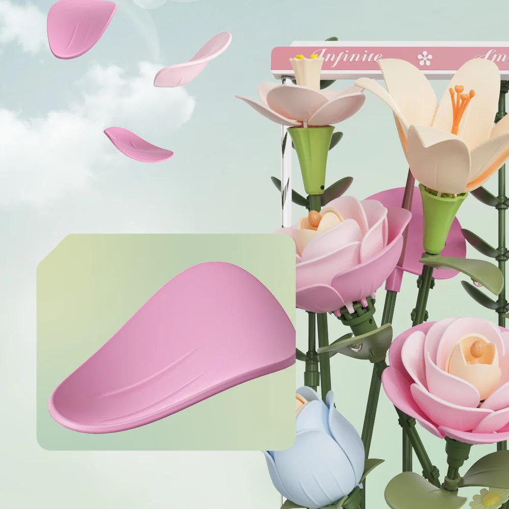 Robotime Rokr Blooming Bouquet Box 3D Puzzle DIY Flower Model Kits with LED Artificial Flower Bouquet for Adults