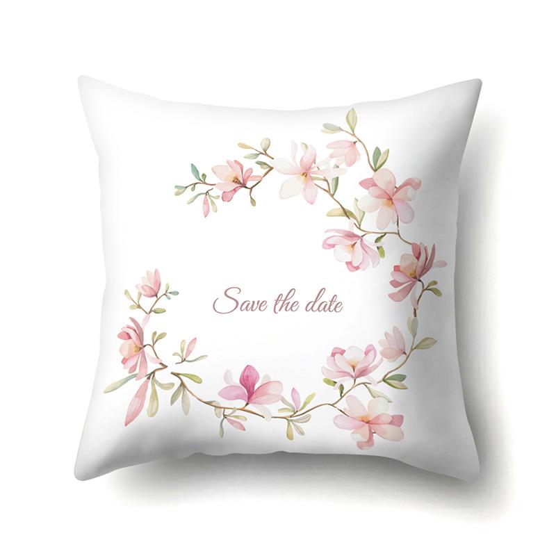 Polyester Kissenbezug Dekorative Blumen Haus Pflanze Druck Kissenbezug Lendenkissen Sofa Kissenbezug