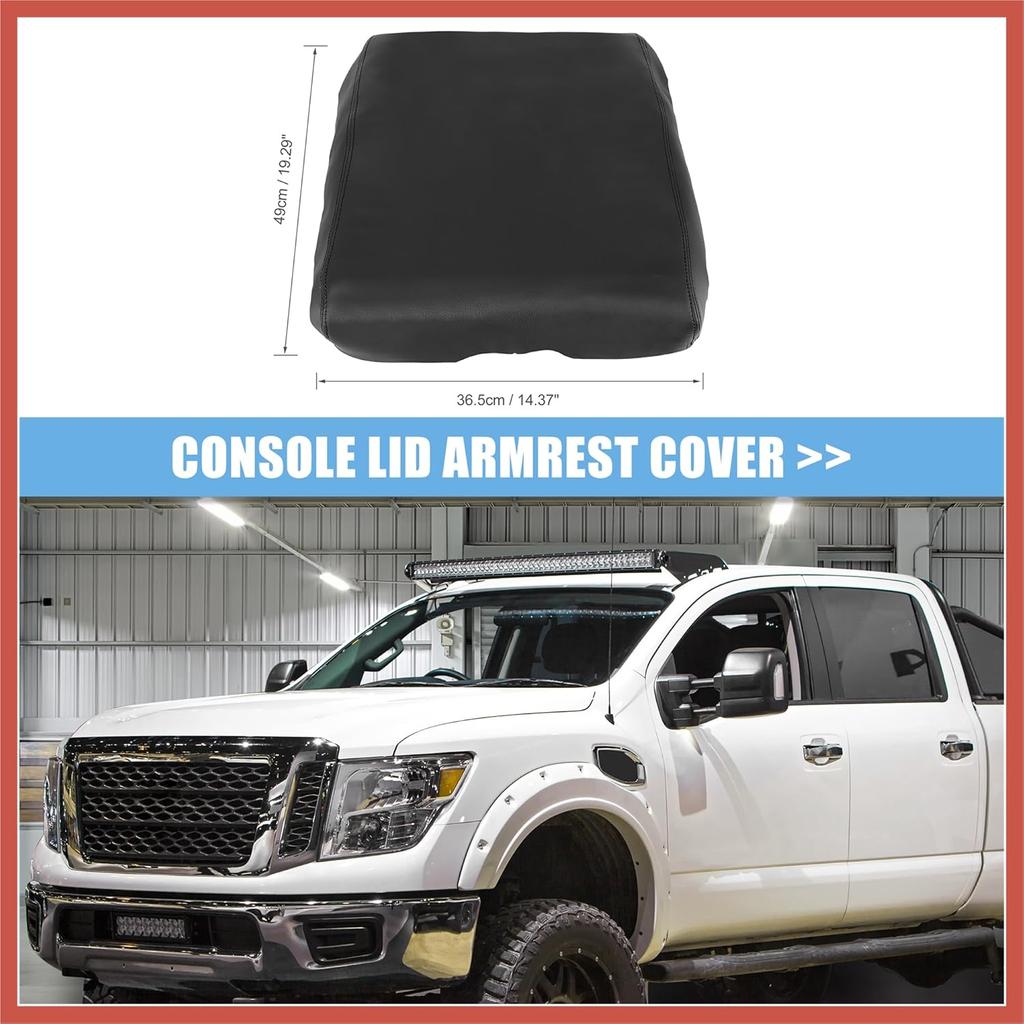 ACROPIX Car Center Console Lid Armrest Seat Box Cover Protector Replacement Microfiber Leather for Nissan Titan 2004-2014 Armrest Lid Not Included