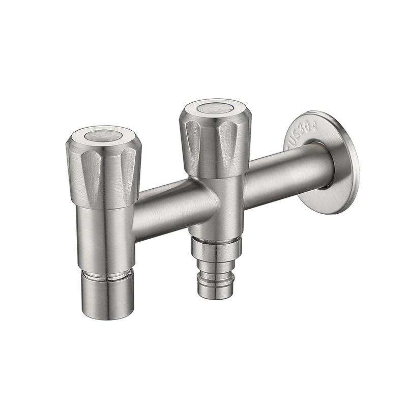 304 Stainless Steel Washing Machine Faucet Double Water Outlet Mop Pool Tap Balcony Outdoor Faucet Bidet Faucets Nickel