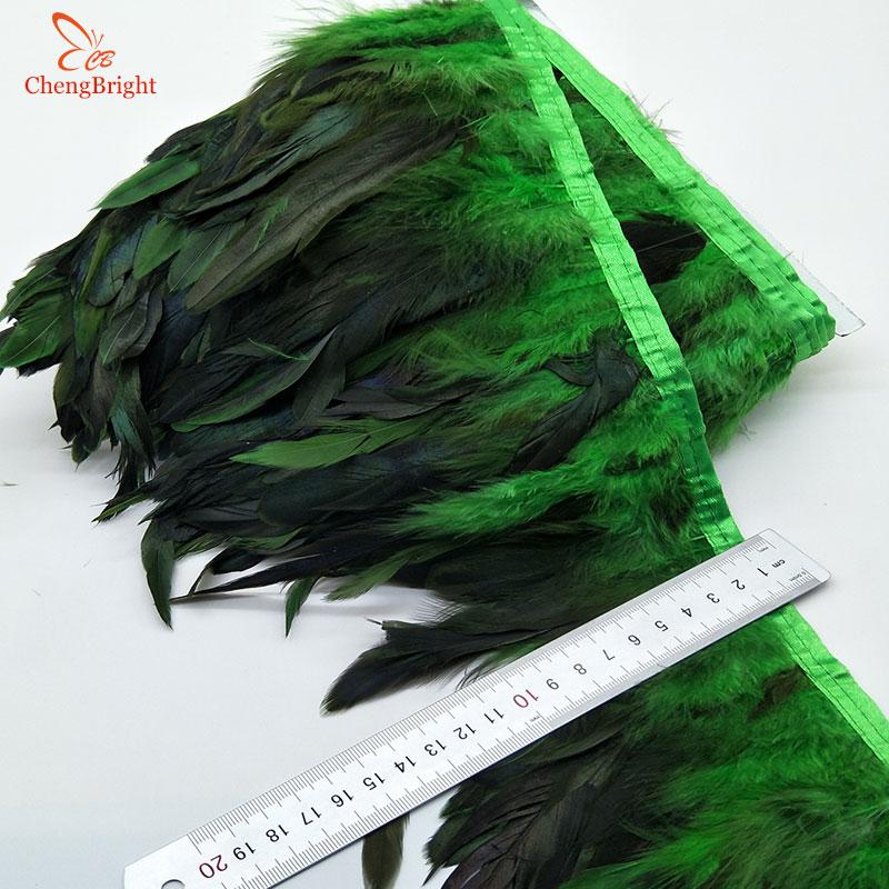 CHENGVRIGHT Wholesale 10 Meter 13-18CM Chicken Rooster Tail Feathers Trims Strip for Wedding Party Clothing Rooster Feather Trim
