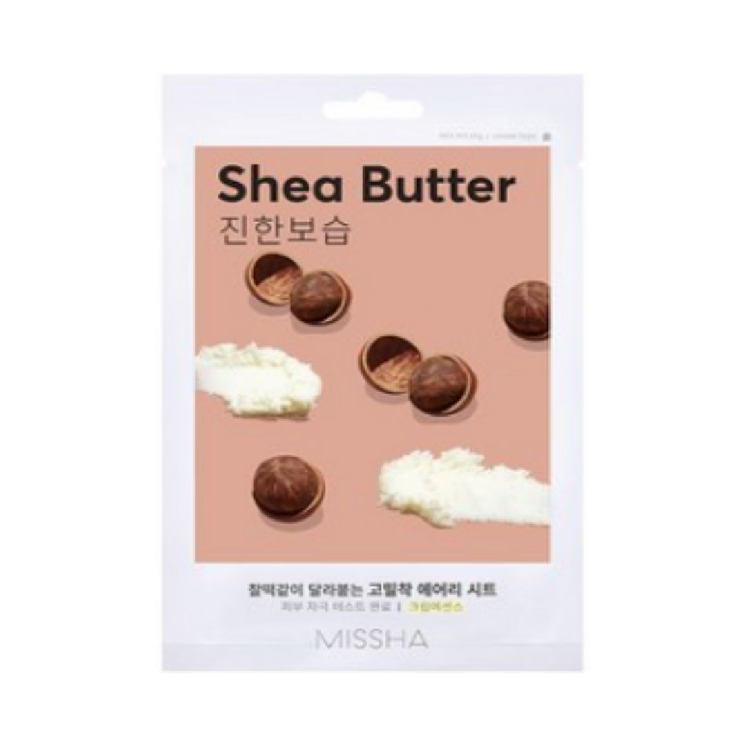 MISSHA Airy Fit Sheet Mask Shea Butter Deep Moisturizing & Nourishing Face Mask 19g x 20 Sheets