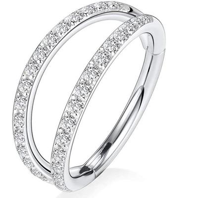 Doppelreihe Zirkonia Septum Nasenring & Ohrknochen Stecker - Europäischer & Amerikanischer Grenzüberschreitender Piercing Schmuck
