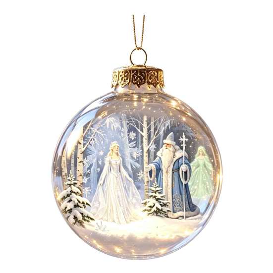 Palline di Plastica per Festa Ornamento Luminoso Storia di Natale, Palla Appesa 3D Luminosa con LED Caldo, Mini Decorazione Festiva da Interno/Esterno Festività