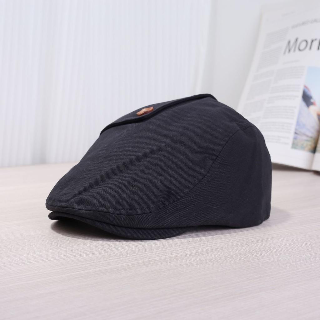 New retro solid color button forward hat children spring and autumn travel Hong Kong style beret street shooting trend
