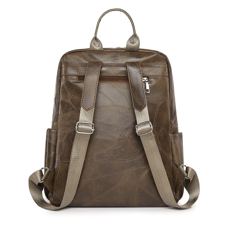 Rucsac de mare capacitate din piele moale Rucsac de culoare solidă pentru femei Geantă de călătorie pentru computer