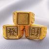 Lucky Stylish Square Wealth Mens Ring Adjustable Gold Plated Accessory Fashion