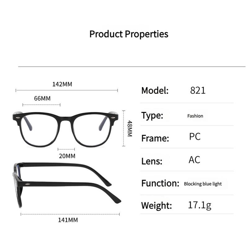 1PC Non-Prescription Blue Light Glasses Retro Square Frame Fashion Accessory for Computer Eye Protection UV Blocking Unisex