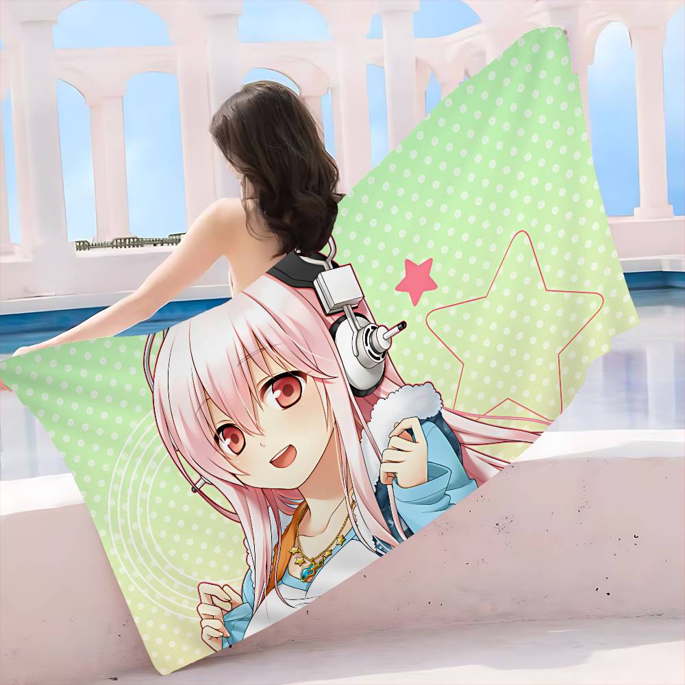 Super Sonico Manga Anime Microfiber Printed Beach Towel Mountain Climbing Yoga Beach Swimming Running Absorbent Soft Towel