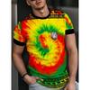 Summer Round Neck 3D Gradient Print Top Fashionable Casual Short Sleeved Men's T-shirts