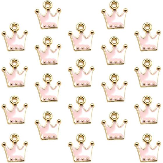 KESYOO 20pcs Crown Charm Pendants Enamel Jewelry Making Charm for DIY Jewelry Making Keychain Ornaments(Pink)