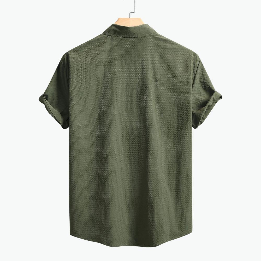 2026 Estate Nuova Camicia da Uomo a Maniche Corte Moda Casual Larga Comoda Cardigan Monocolore Collo a Revers Camicia da Uomo a Maniche Corte da Spiaggia