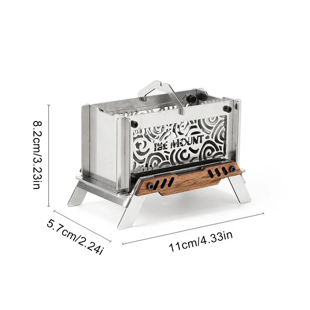 Small Camping Incense Burner Stainless Steel Mini Firewood Stove Desktop Bonfire Stove for Outdoor Picnic Table Decoration Stove