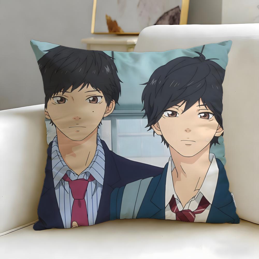 classic manga Ao Haru Ride Cushion Cover Soft & Easy-Wash Pillow Case – Versatile for Couch, Bed, Travel and Office
