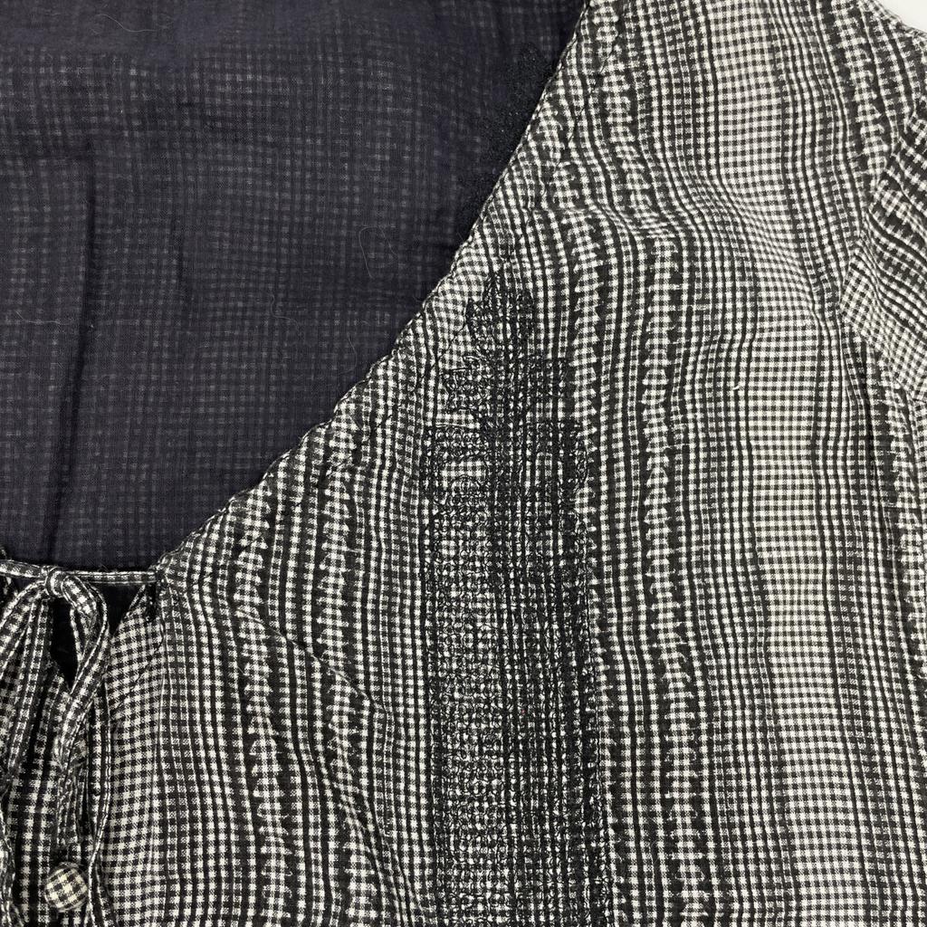 Haat Black x White Kingham Check Embroidered Short Sleeve Dress dress 2 Black x whiteUsed