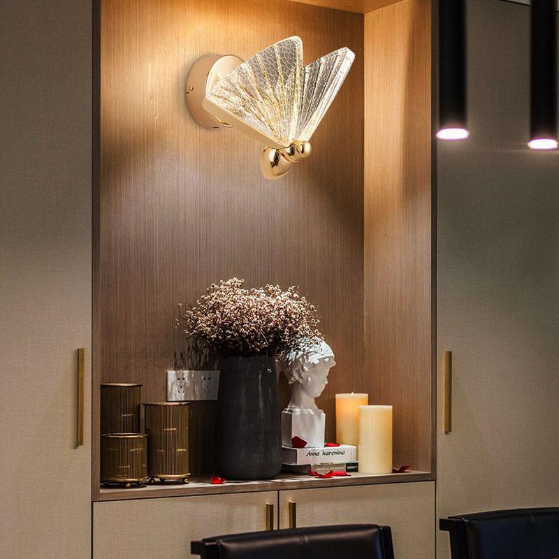 LED Butterfly Wall Lamp Nordic Indoor Lighting Modern Light Bedside Bedroom Christmas Home Decoration Wall Lamps