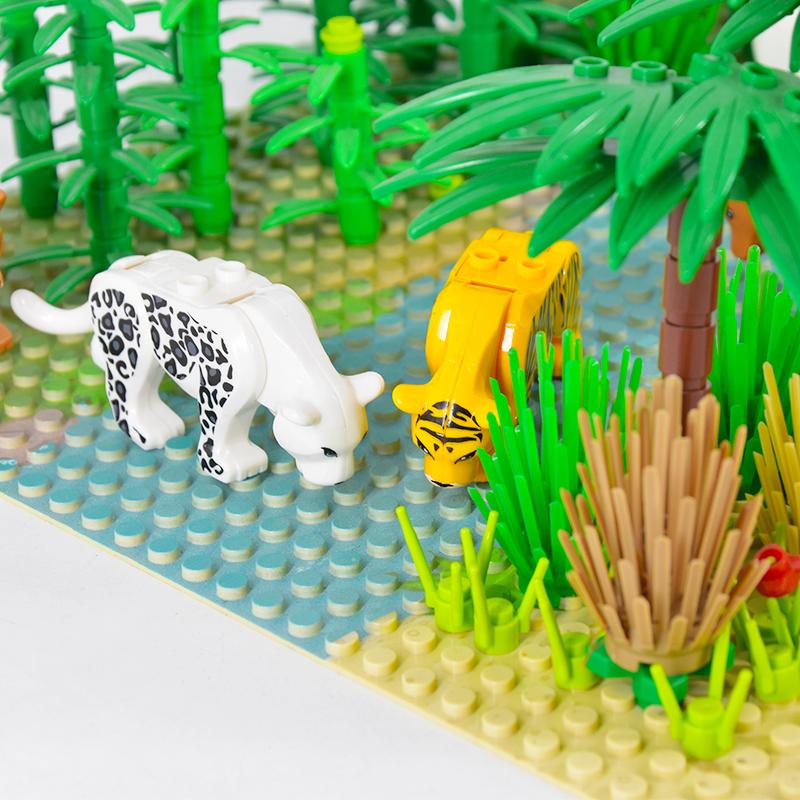 MOC Military Rainforest Baseplate Parts Animal Jungle Flower Tree Plants City Adventure Building Blocks Assemble DIY Toys Gifts