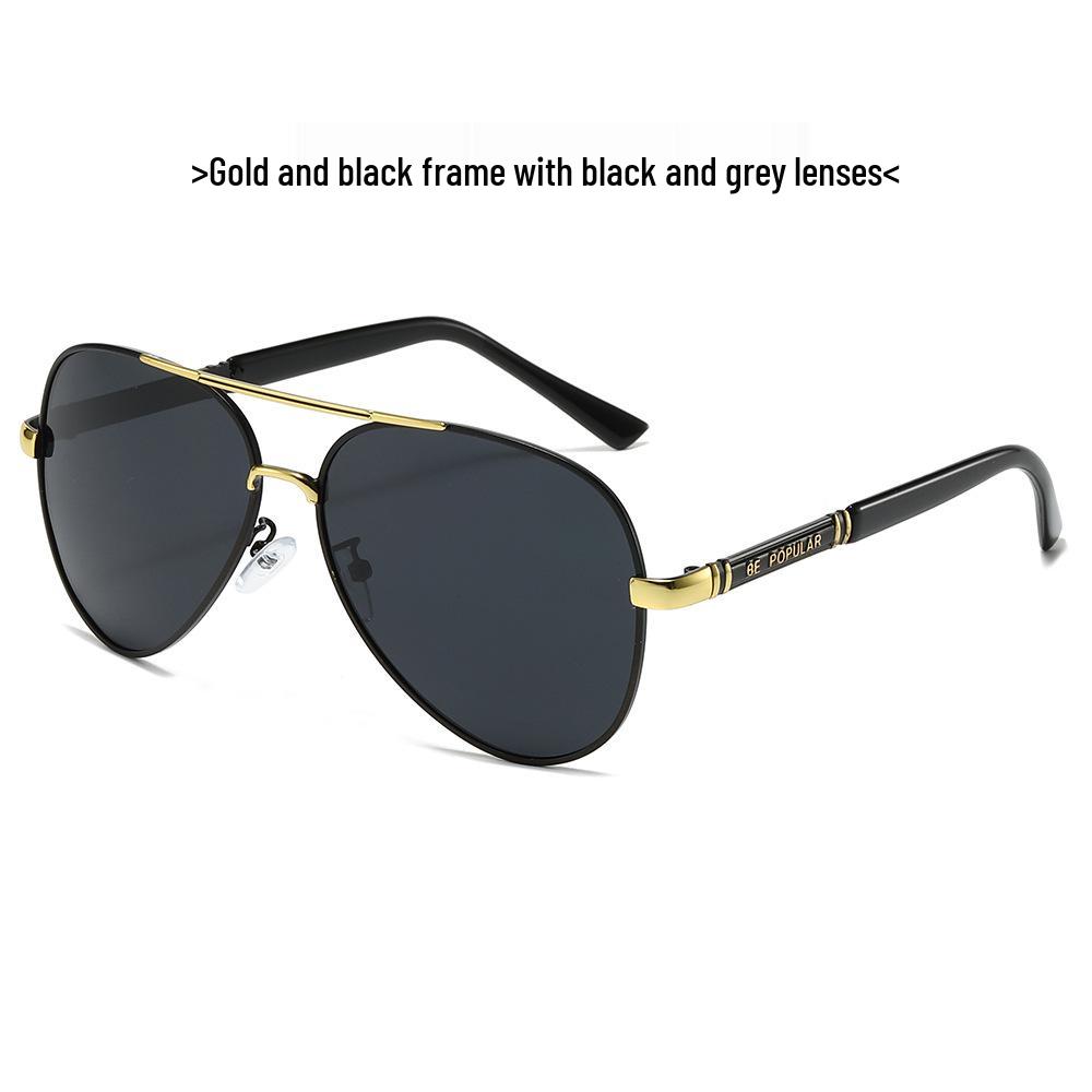 TEMU Men's Polarized Aviator Sunglasses - Metal Frame, Retro Large Design for Driving