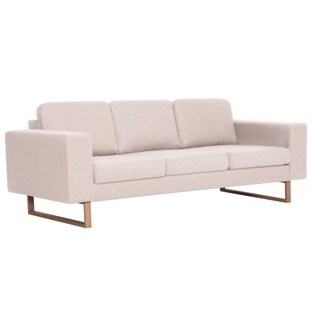 3 Seater Sofa Fabric Cream White