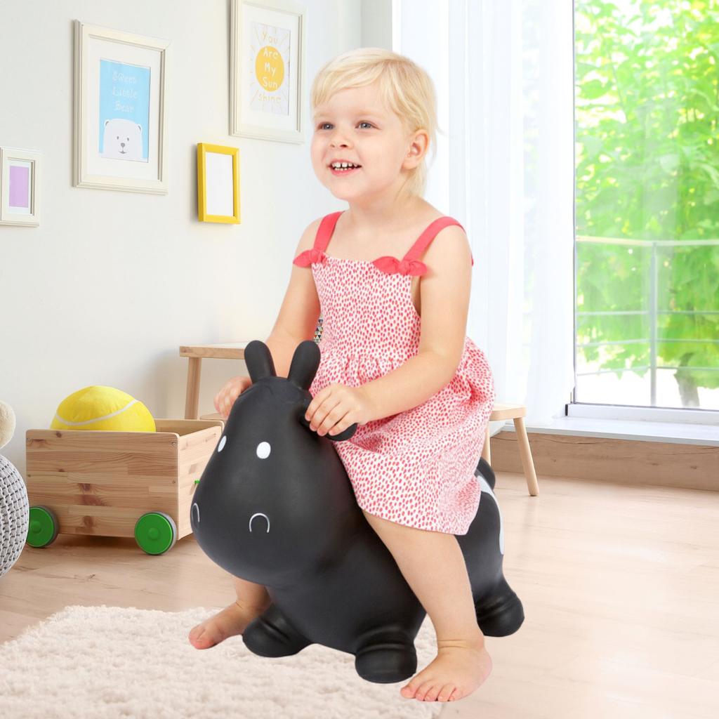 Skoczek Gumowy Hoppimals Skoczek Dla Dzieci Z Pompką Krówka Czarna