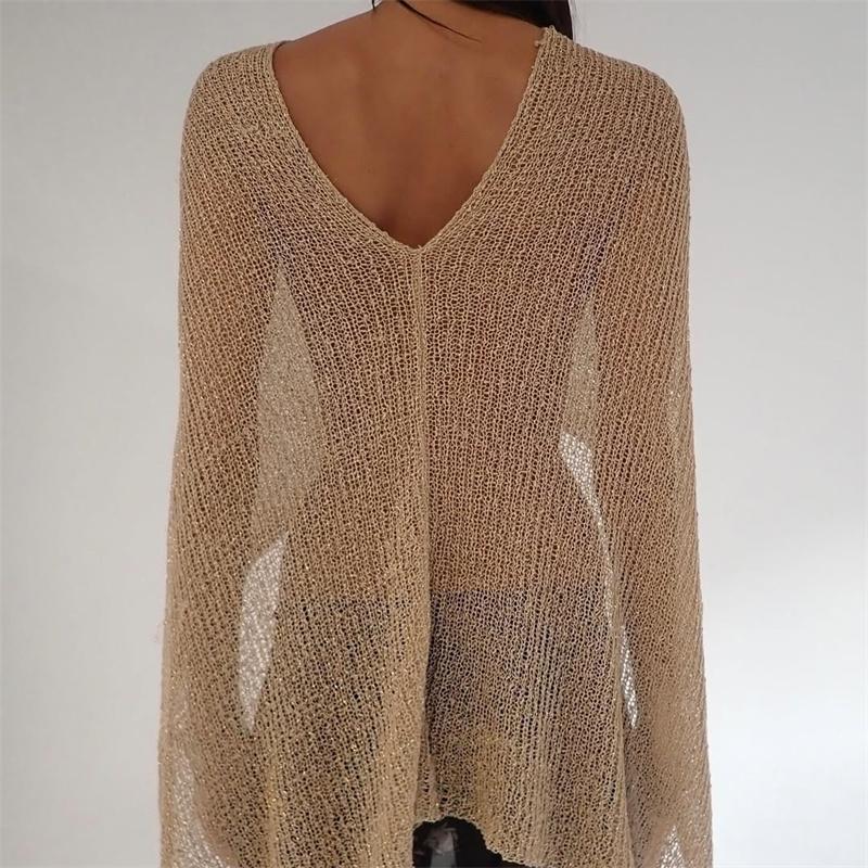 Dámské Sexy Módní Průsvitné Síťované Pončo Lehký Letní Svetřík Pulovr na Šaty Plážové Zakrytí