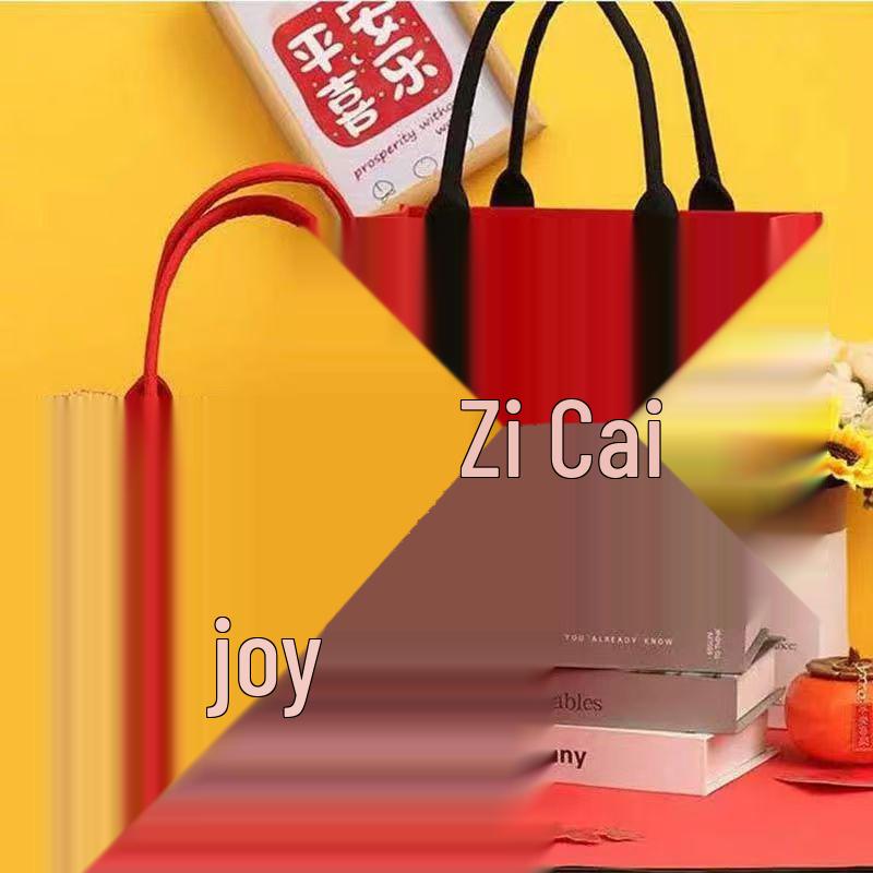 Large Red Felt Handbag: Joy & Prosperity Holiday Gift Bag for New Year and Christmas