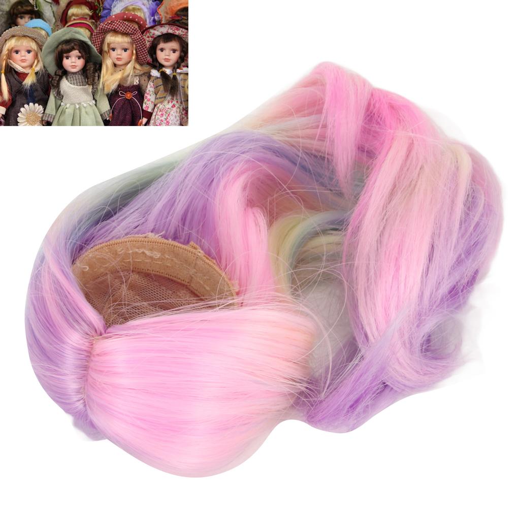 1Celsius6 Jointed Doll Wig Simulation Scalp Soft High Temperature Silk Doll Replacement Hair Wig for 15.5‑17cm Head Circumference