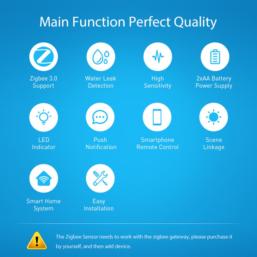 Tuya ZigBee Wasseraustrittssensor Detektor Fernbedienung 2,4 GHz Wasseraustrittsüberwachung Batteriebetrieben Tragbar für Wohnung