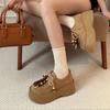 Wasteland wind fringed board shoes women's new autumn retro fashion small muffin thick-soled British style single shoes