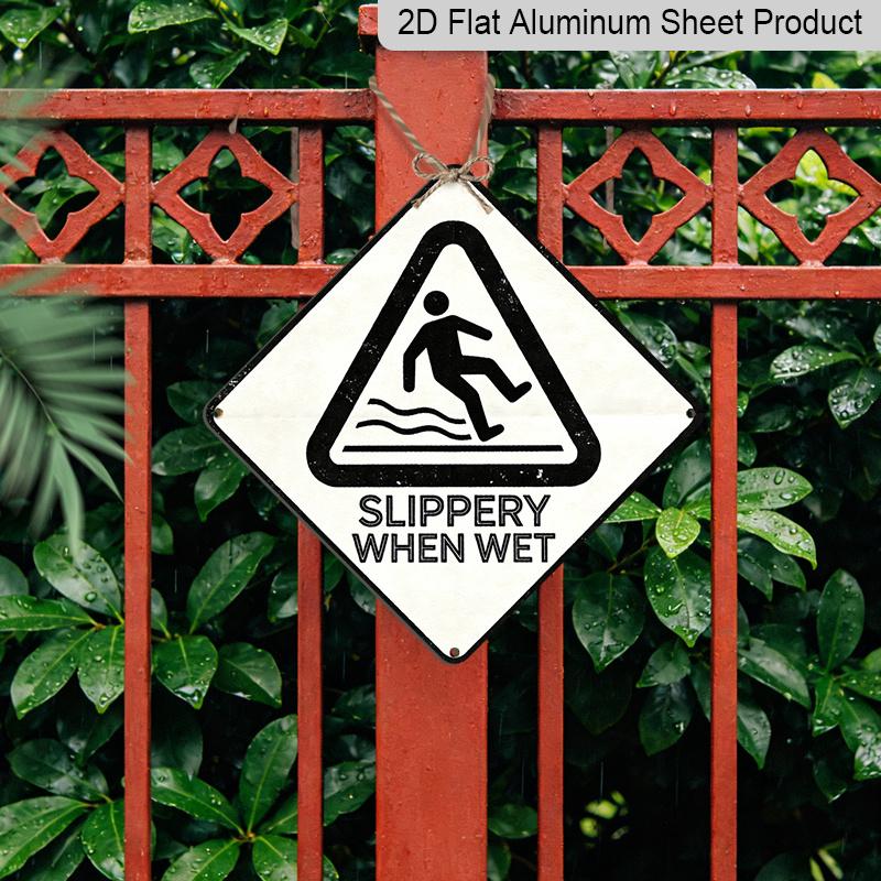 2D Flat - 1pc Vintage Metal Sign, Featuring A Slippery Ground Theme, Perfect As A Warning Decoration Gift for Safety Sign Enthusiasts, Suitable for
