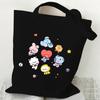 Korean Style Cartoon Print Tote Bag for Women Men Large Capacity Oxford Cloth Shoulder Crossbody Bag Fashionable Commute Backpack KTB