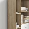 Scandinavian bookcase storage unit dim. 80L x 23.5W x 123H cm 5 open compartments 2-door cupboard tapered slanted legs