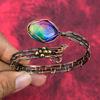 Rainbow Solar Quartz Druzy Bangle Copper Wire Wrapped Jewelry Adjustable Cuff Bracelet Handmade Copper Wire Bangle Gemstone Jewelry For Gift