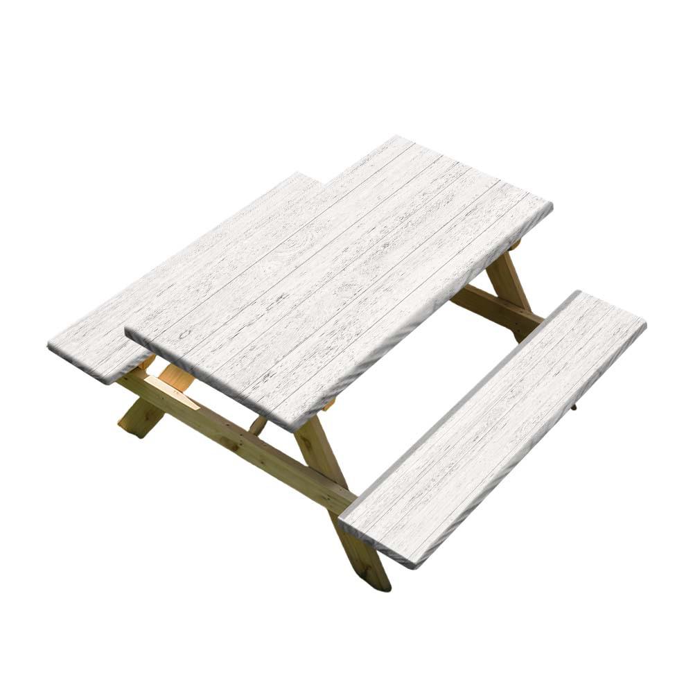 Elastic Wood Grain Outdoor Table and Chairs Cover Set (3-Piece)