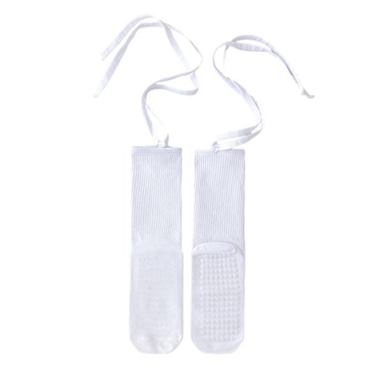 1 Pair Yoga Socks Pure Color Lace-up Elastic Compression Support Yoga Fitness Dance Socks with Silicone Anti-Slip Soles