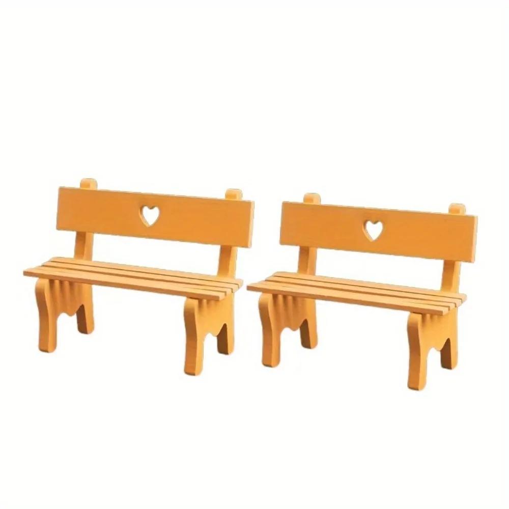 2PCS Dollhouse Miniature Furniture Wooden Garden Beach Chair Model for Dolls House Accessories Decor Toy Fairy Garden Home Decor
