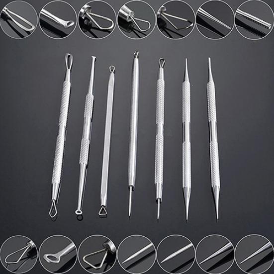 Non-Slip Stainless Steel Pimple Popper Acne Blackhead Removal Needle Tool Silver