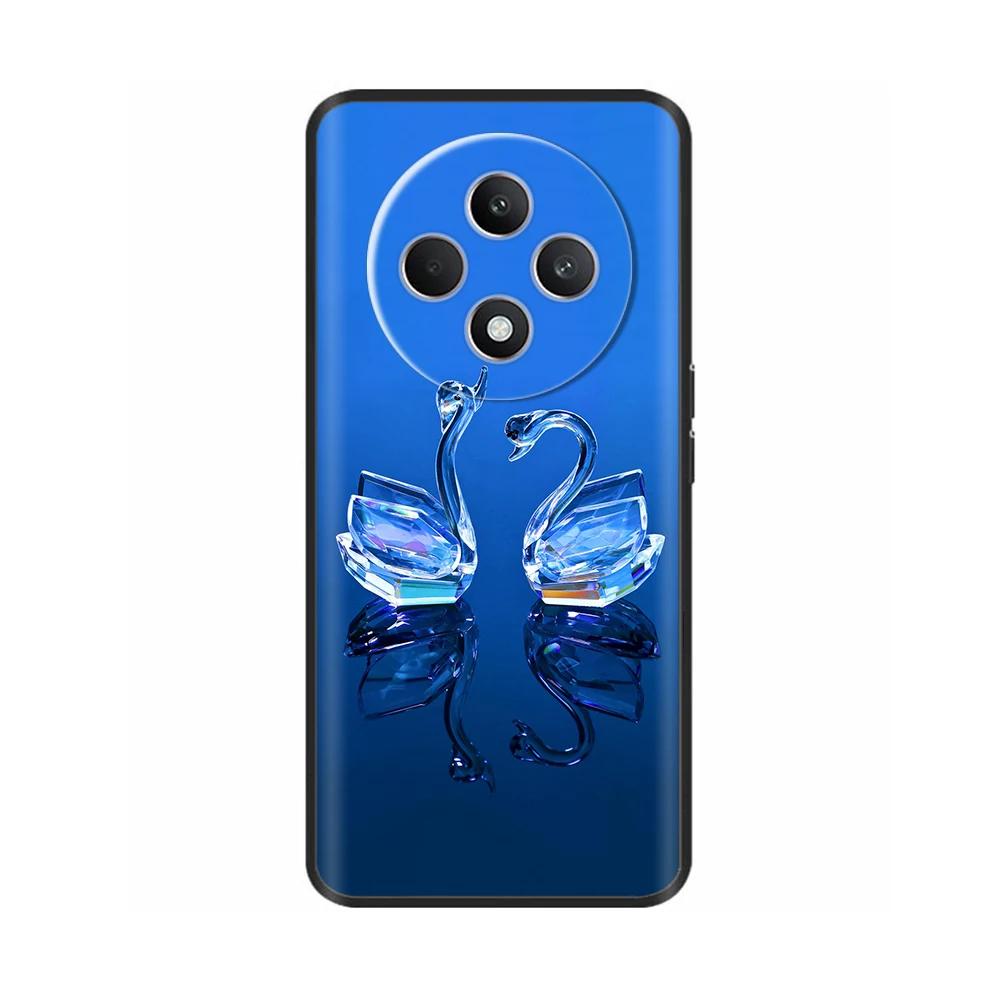 Für Oppo Reno12 F Hülle CPH2687 Cover Niedliches Liebesherz Weiche Schwarze Silikon Schutzhüllen für Reno 12F Reno12F 5G 2024 Fundas