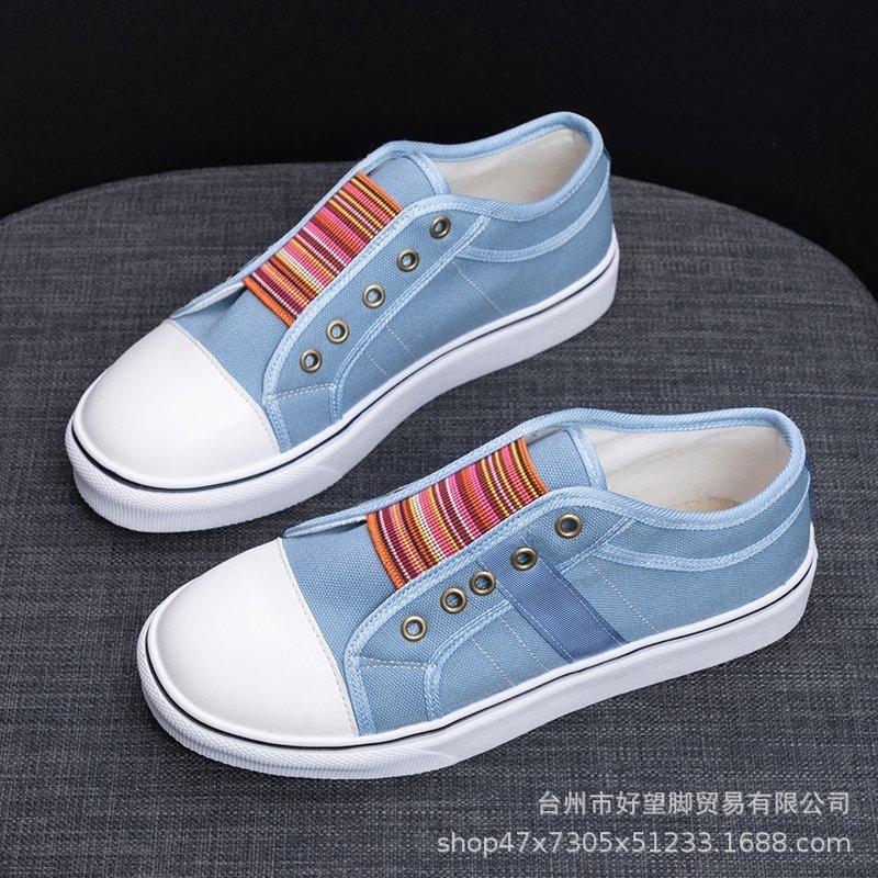 New Round Head Color Elastic Single Shoes Women's Flat-soled Large-size Women's Shoes
