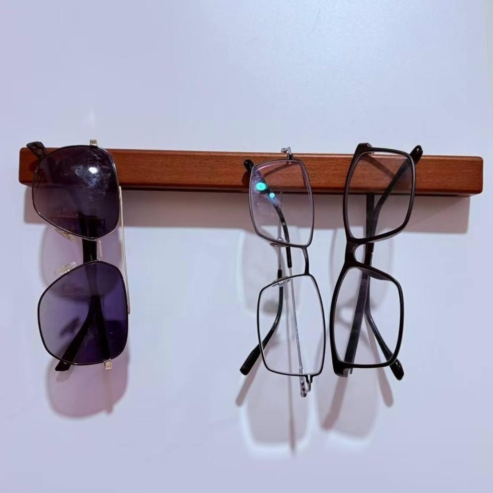 Wall Mounted Sunglasses Storage Rack No Drill Wooden Eyeglass Holder Rectangle Space-Saving Sunglasses Organizer Entryway