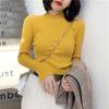 New Autumn Long Sleeve Base Knitted Sweater Women Winter Fashion Half High Collar Pullover Women Sweaters Vintage Slim Fit Solid Casual Knitwear 24970