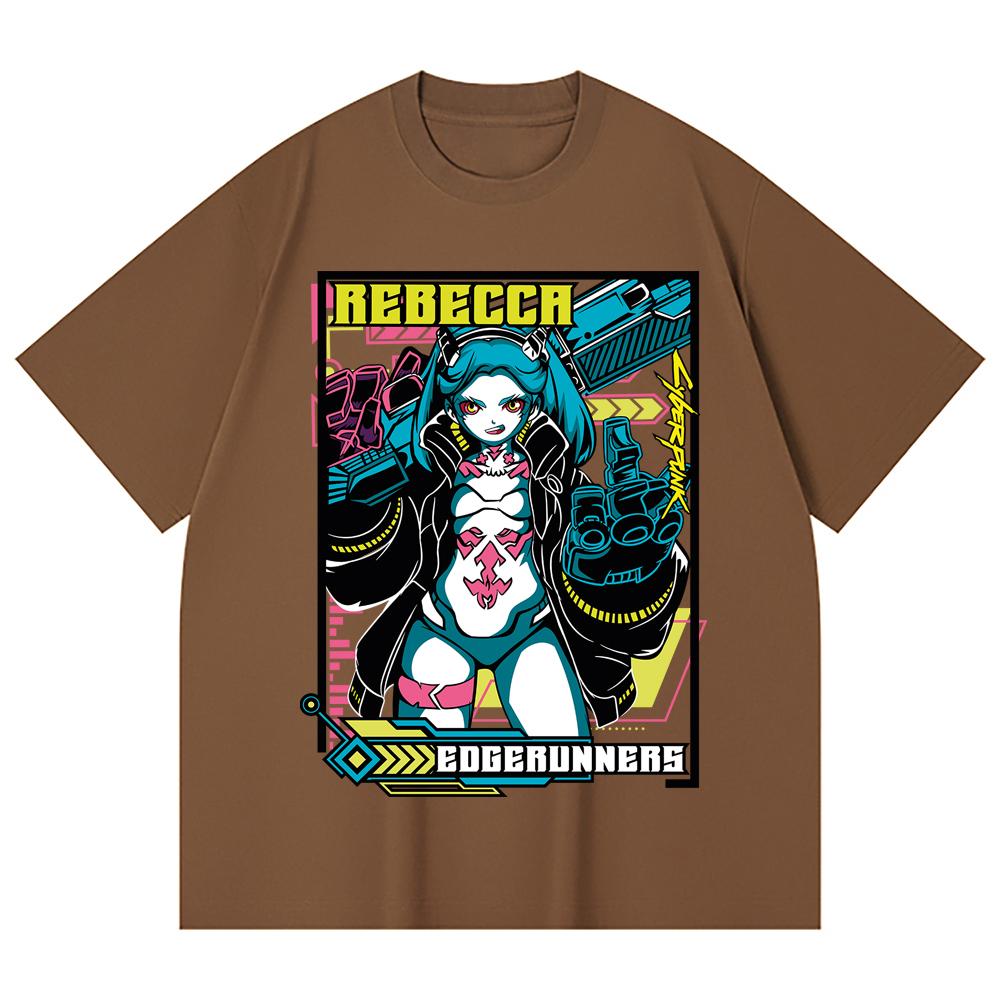 230 Gsm 100% Cotton Cyberpunk V9 Rebecca Print Unisex Heavy Cotton T Shirt