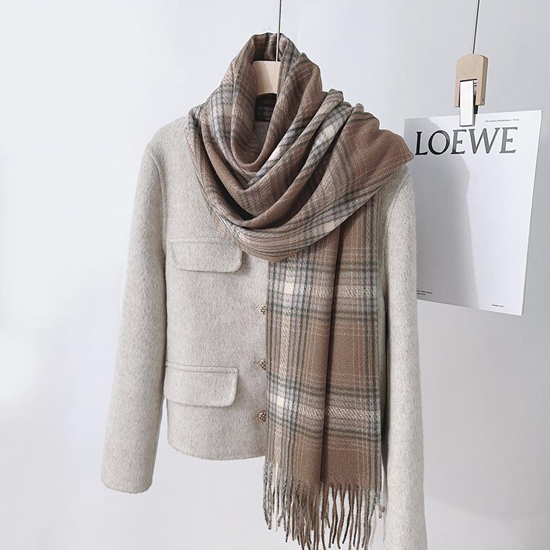 

Autumn & Winter Hibiscus Pink Scarf: Fashionable, Warm, Imitation Cashmere with Tassels for a Literary, Girlish Style 60x180cm + 20cm