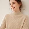 2025 Autumn-Winter Women's Retro Cashmere Cable Knit Sweater, Half-High Collar, Loose Slim Fit