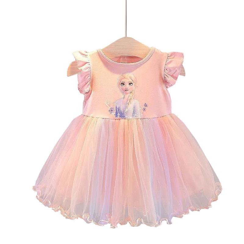 Letní kolekce 2025: Síťované princeznovské šaty Elsa Frozen pro dívky