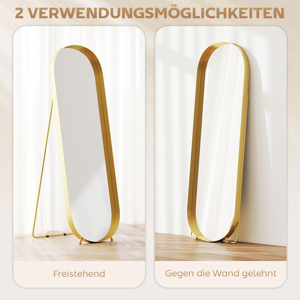 Full Body Mirror With Metal Frame 160 X 50 Cm Gold Colored Frame For Living Room Bedroom