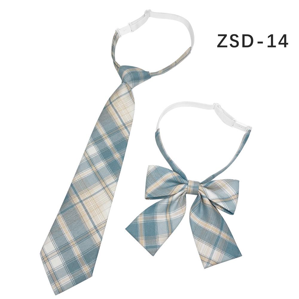 Unisex JK Collar Plaid Bowknot Flower Set - Polyester Cotton Student Uniform Accessory