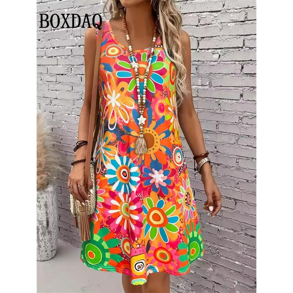 Summer Hawaii Scenery 3D Print Beach Dresses Women Loose Party Dress Sleeveless Sundress Casual Flower Tank Short Dresses 2025