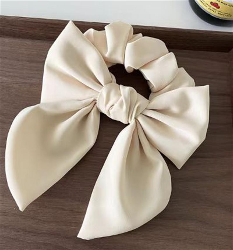 

Элегантная лента-бантик для волос Женская резинка для волос для девочек Твердые атласные банты Резинки для волос Конский хвост Большие резинки Аксессуары для волос One Size
