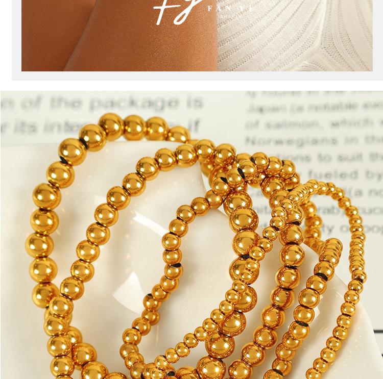 Elegant Gold Beaded Stainless Steel Bracelet for Women - High-End Minimalist Design